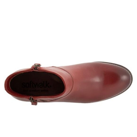 NEW SoftWalk Roselle Dark Red Double Zip Ankle Boot 10WW Booties - Picture 4 of 12